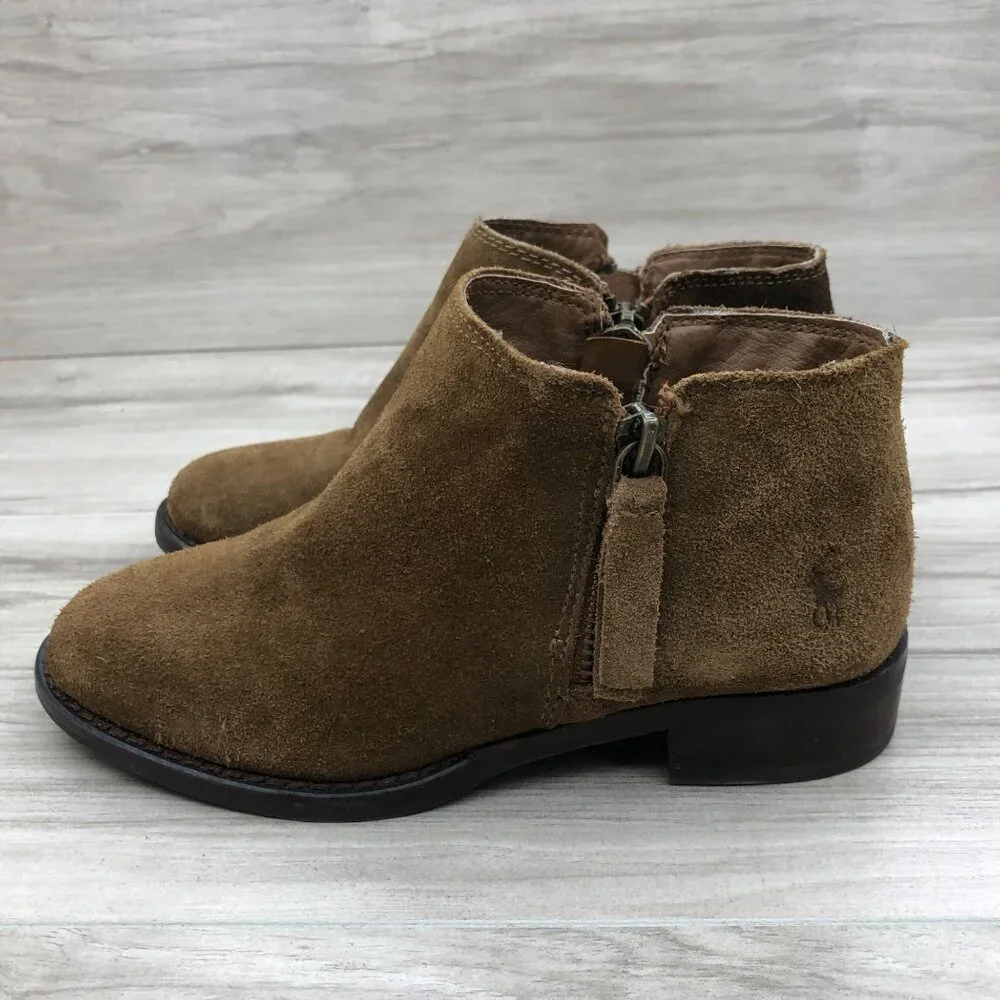 Ralph Lauren Ankle Boots Kids 13 Brown Suede Zip Booties
